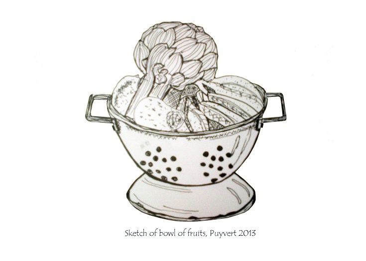 Sketch of bowl of fruits