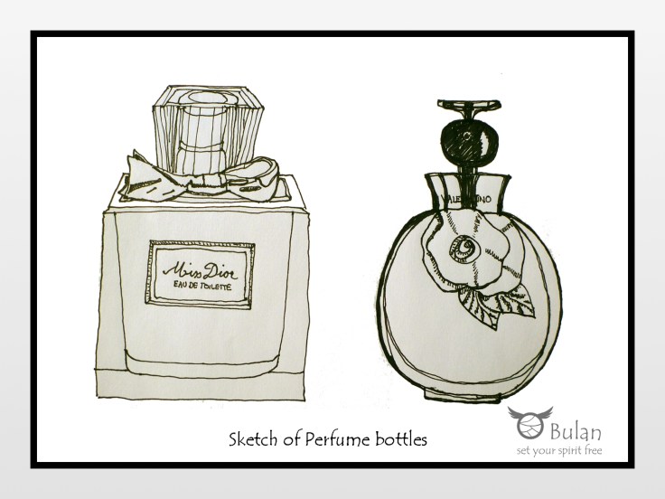 Sketch of perfume bottles