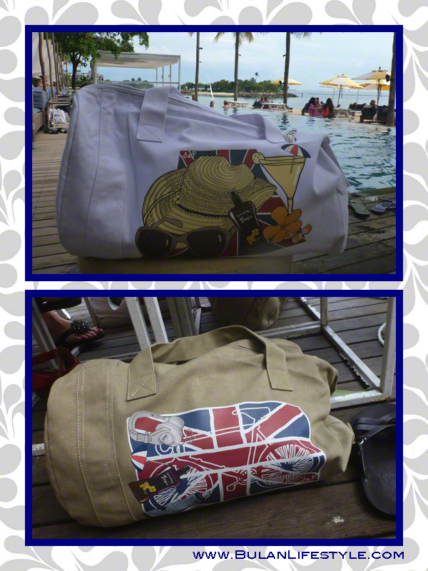 Bulan duffle bags for S&P at Tanjong beach club, Sentosa, Singapore