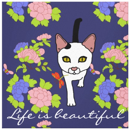 Casper and peonies inspirational art: Life is beautiful