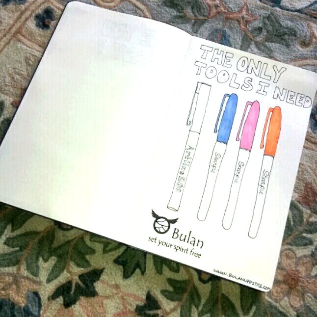 sharpie, artline pens and Moleskine sketchbook