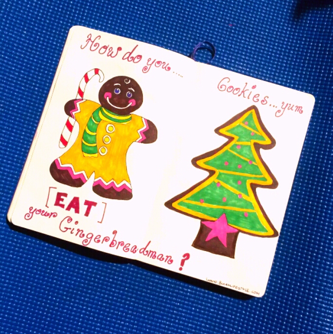 gingerbread man cookie and christmas tree