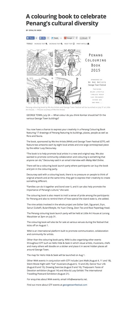 Penang Colouring book by We Are Artists