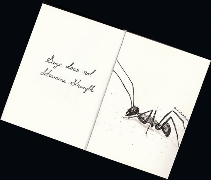 Ant drawing. Size does not determine strength