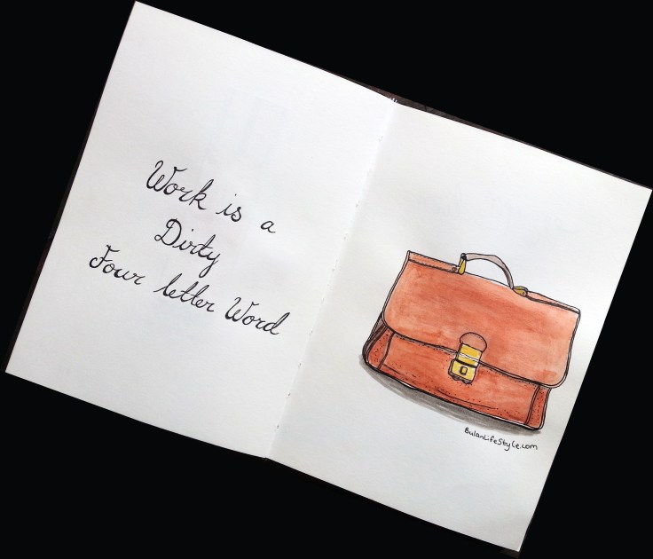Drawing of leather satchel bag by Penang artist, BulanLifestyle