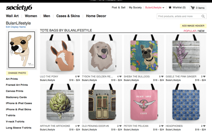 BulanLifestyle online shop at society6