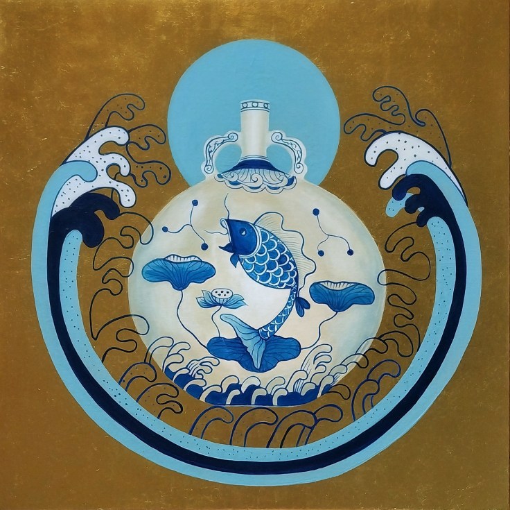 chinoiserie painting moonflask